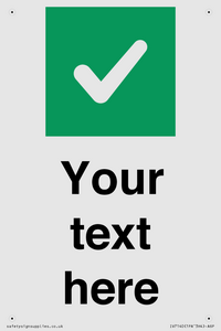 Custom plain background, green square with tick sign